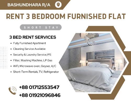 Cozy 3BHK Serviced Apartment RENT In Bashundhara R/A